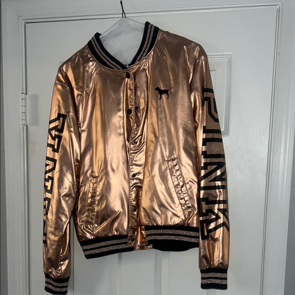 Metallic Gold PINK Bomber Jacket